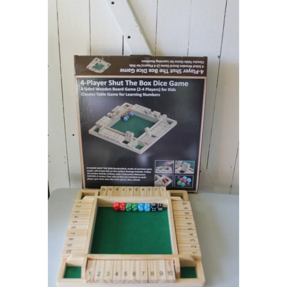 4 Player Shut The Box Dice Game, for Kids Learning Numbers Educational Ages 4+